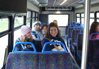 Chilly Penn State students on a warm AMTRAN bus